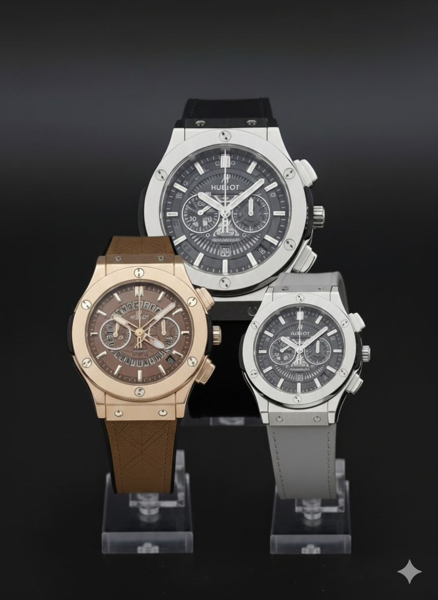 Hublot Luxury Watch for Men – Stylish Black Leather Strap Watch