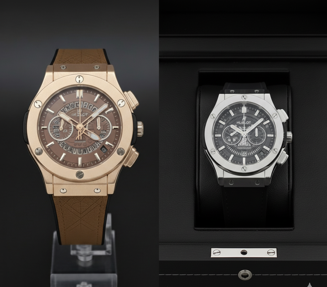 Pack of 3 Hublot Leather Strap Skeleton Watch | Black | Gray | Brown