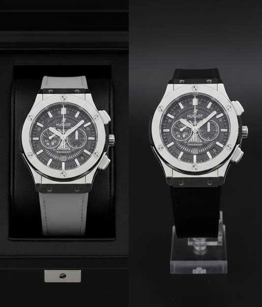 Pack of 2 Hublot Leather Strap Skeleton Watch | Black | Gray | Brown