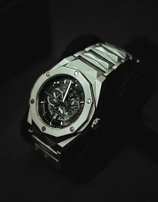 Hublot Diamond Cut Skeleton Watch | (Silver Edition)