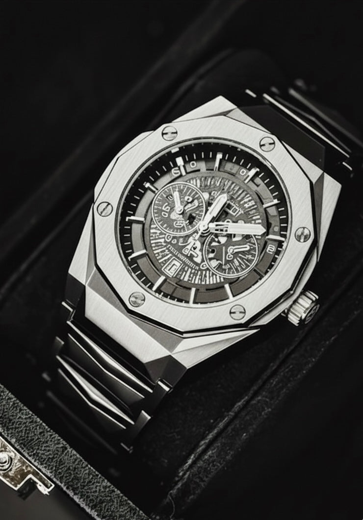 Hublot Diamond Cut Skeleton Watch | (Silver Edition)