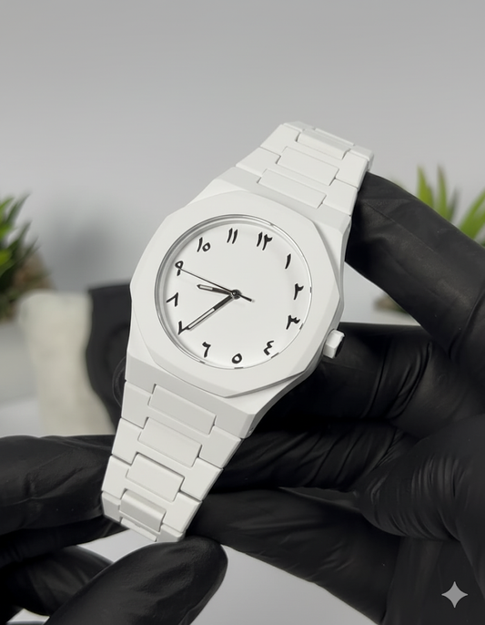 Arabic Aura White Watch – Modern & Stylish
