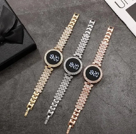 Diamond Touch Screen LED Round Shape Watch (For Women)