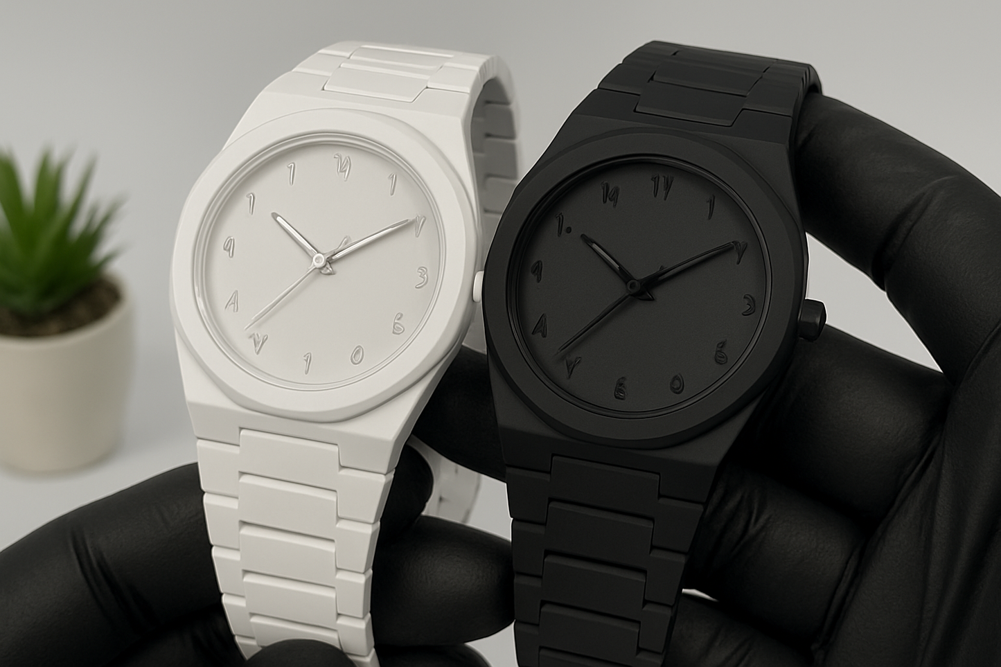 Pack of 2 Arabic Aura Watches – Black & White