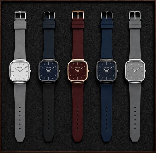 Pack of 5 Master Quartz Silicon Strap Watch | Casual & Formal Wear
