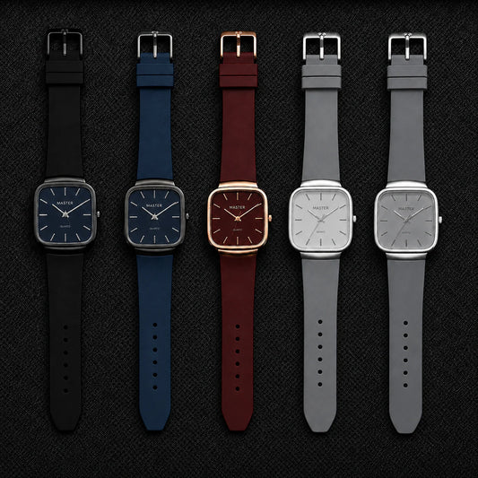 Pack of 5 Master Quartz Silicon Strap Watch | Casual & Formal Wear