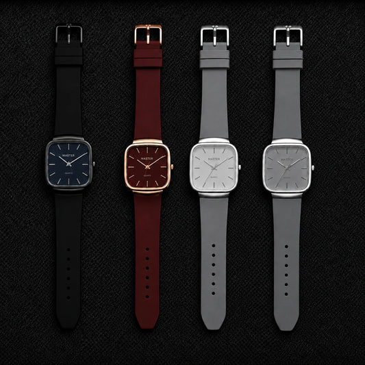 Pack of 4 Master Quartz Silicon Strap Watch | Casual & Formal Wear