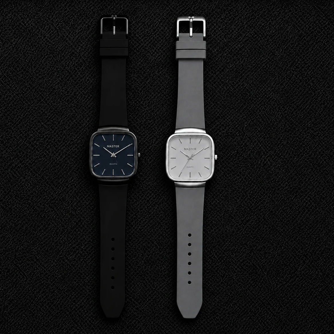 Pack of 2 Master Quartz Silicon Strap Watch | Casual & Formal Wear