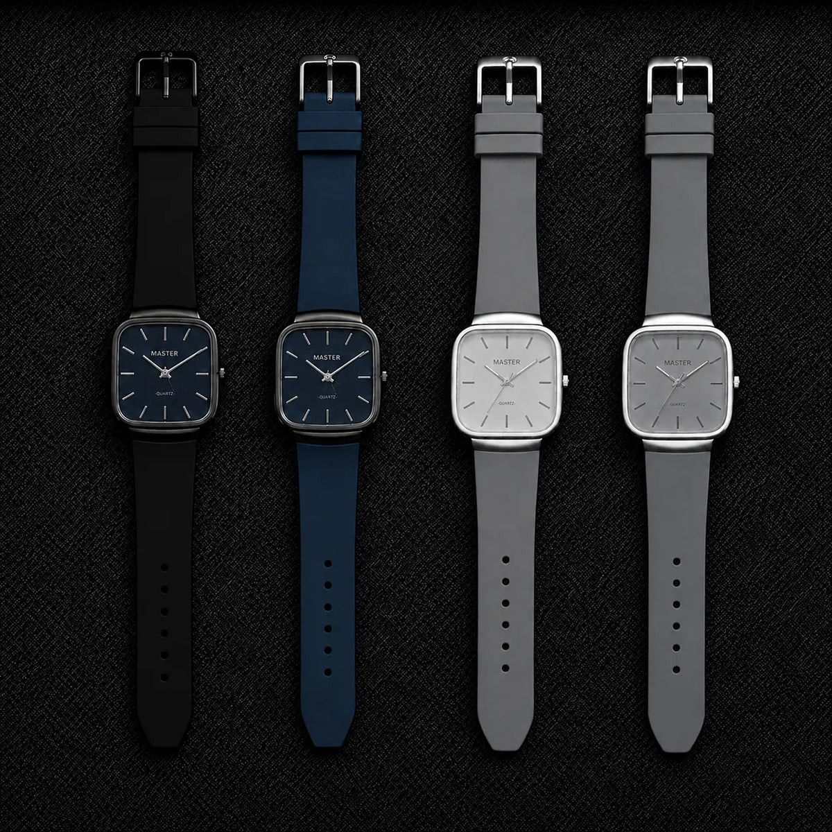 Pack of 4 Master Quartz Silicon Strap Watch | Casual & Formal Wear