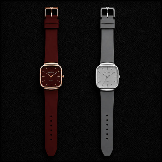 Pack of 2 Master Quartz Silicon Strap Watch | Casual & Formal Wear