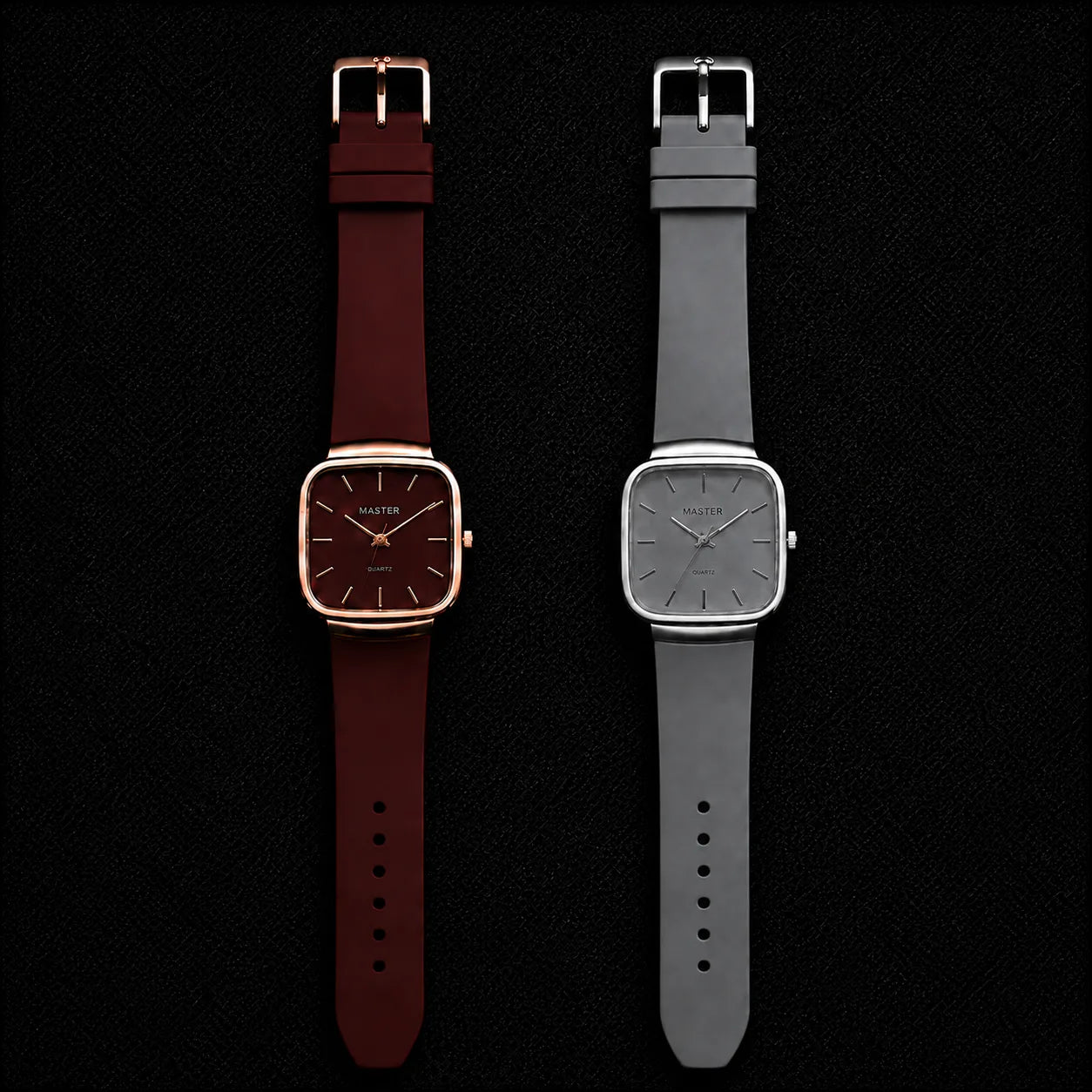 Pack of 2 Master Quartz Silicon Strap Watch | Casual & Formal Wear