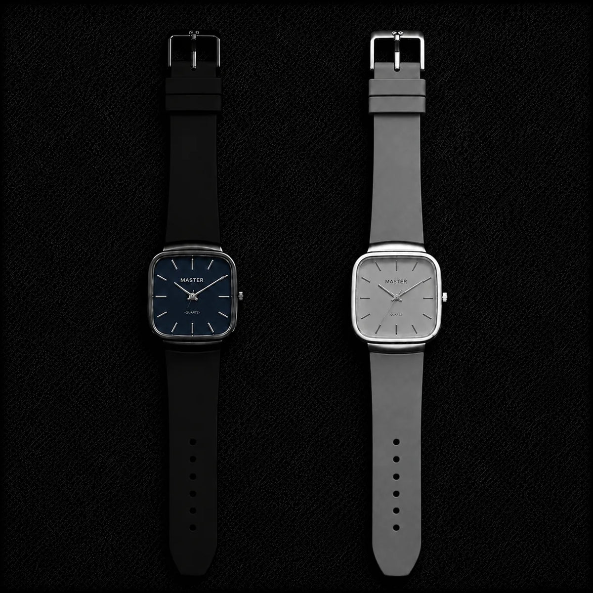 Pack of 2 Master Quartz Silicon Strap Watch | Casual & Formal Wear