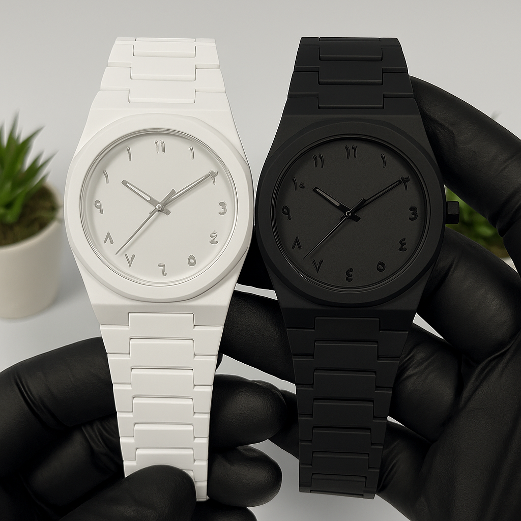 Pack of 2 Arabic Aura Watches – Black & White
