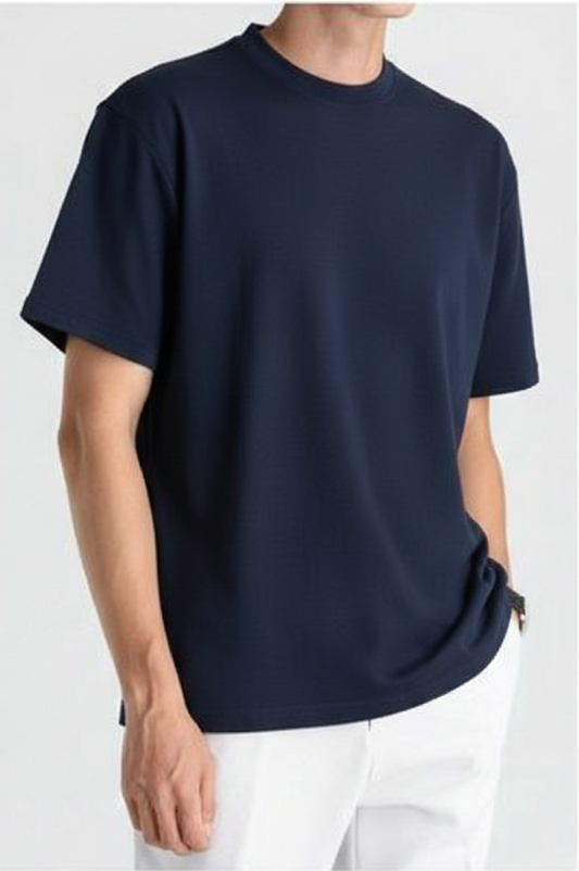 Premium Cotton T-Shirt for Men – Navy Blue | Regular Fit Casual Wear