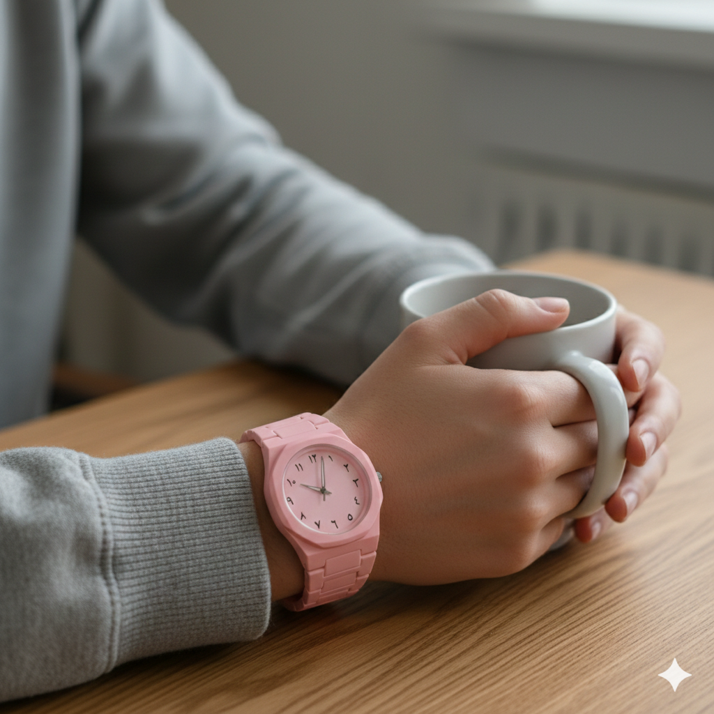 Arabic Aura Pink Watch – Modern & Stylish