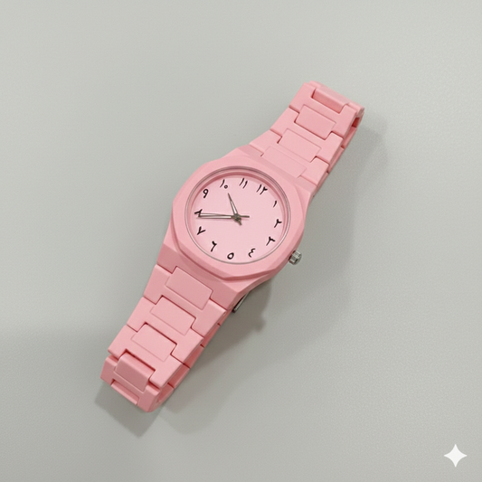 Arabic Aura Pink Watch – Modern & Stylish