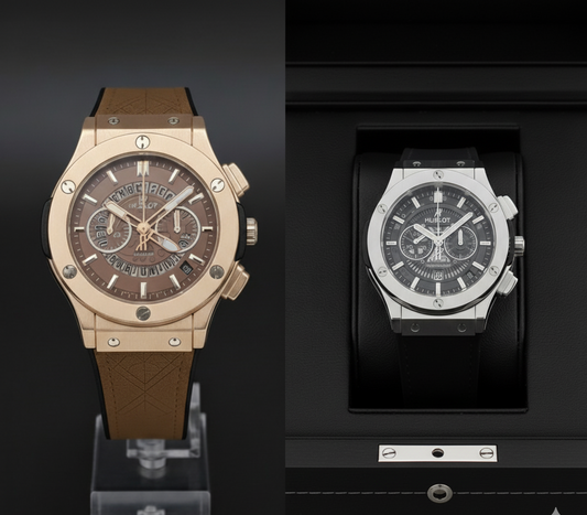 Pack of 2 Hublot Leather Strap Skeleton Watch | Black | Gray | Brown