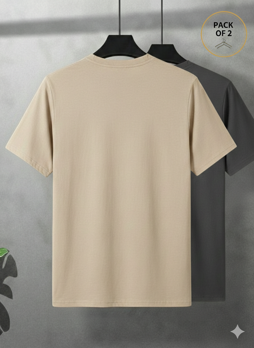 Pack of 2 Premium T-Shirt for Men | Regular Fit Casual Wear