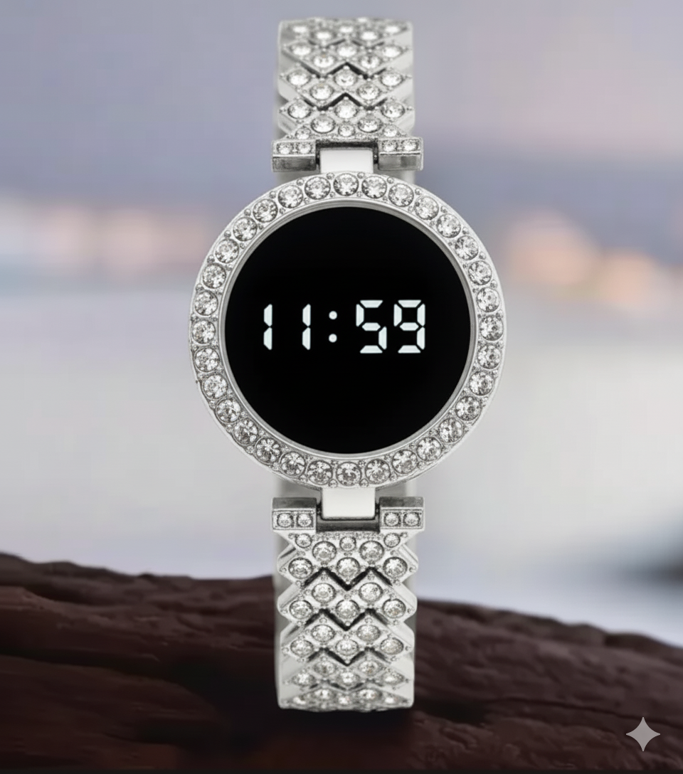 Diamond Touch Screen LED Round Shape Watch (For Women)