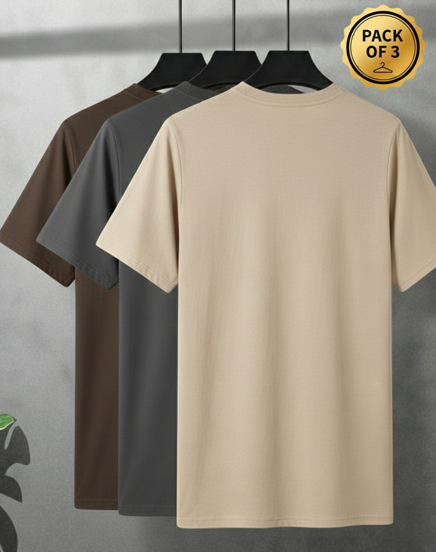 Pack of 3 Premium T-Shirt for Men | Regular Fit Casual Wear