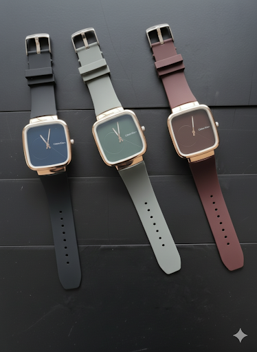 CK Stylish Square Dial Smooth Rubber Strap Watch – Casual | Formal