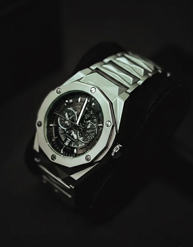 Hublot Diamond Cut Skeleton Watch | (Silver Edition)
