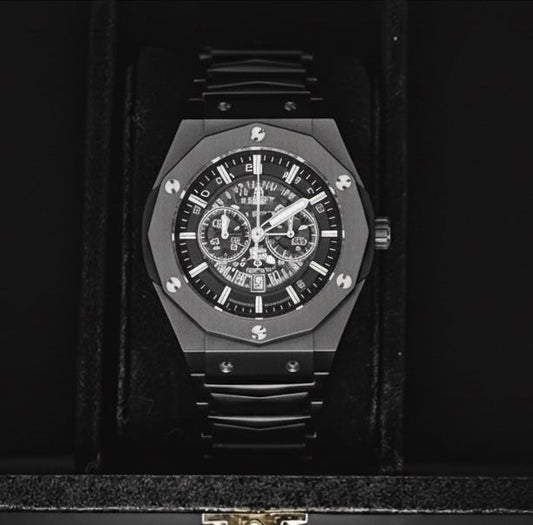 Pack of 2 Hublot Diamond Cut Skeleton Watch | Black | Silver | Two Tone
