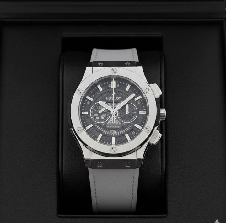Hublot Luxury Watch for Men – Stylish Black Leather Strap Watch