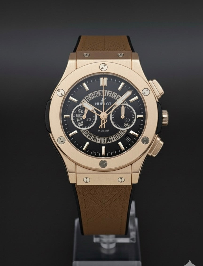Hublot Luxury Watch for Men – Stylish Black Leather Strap Watch