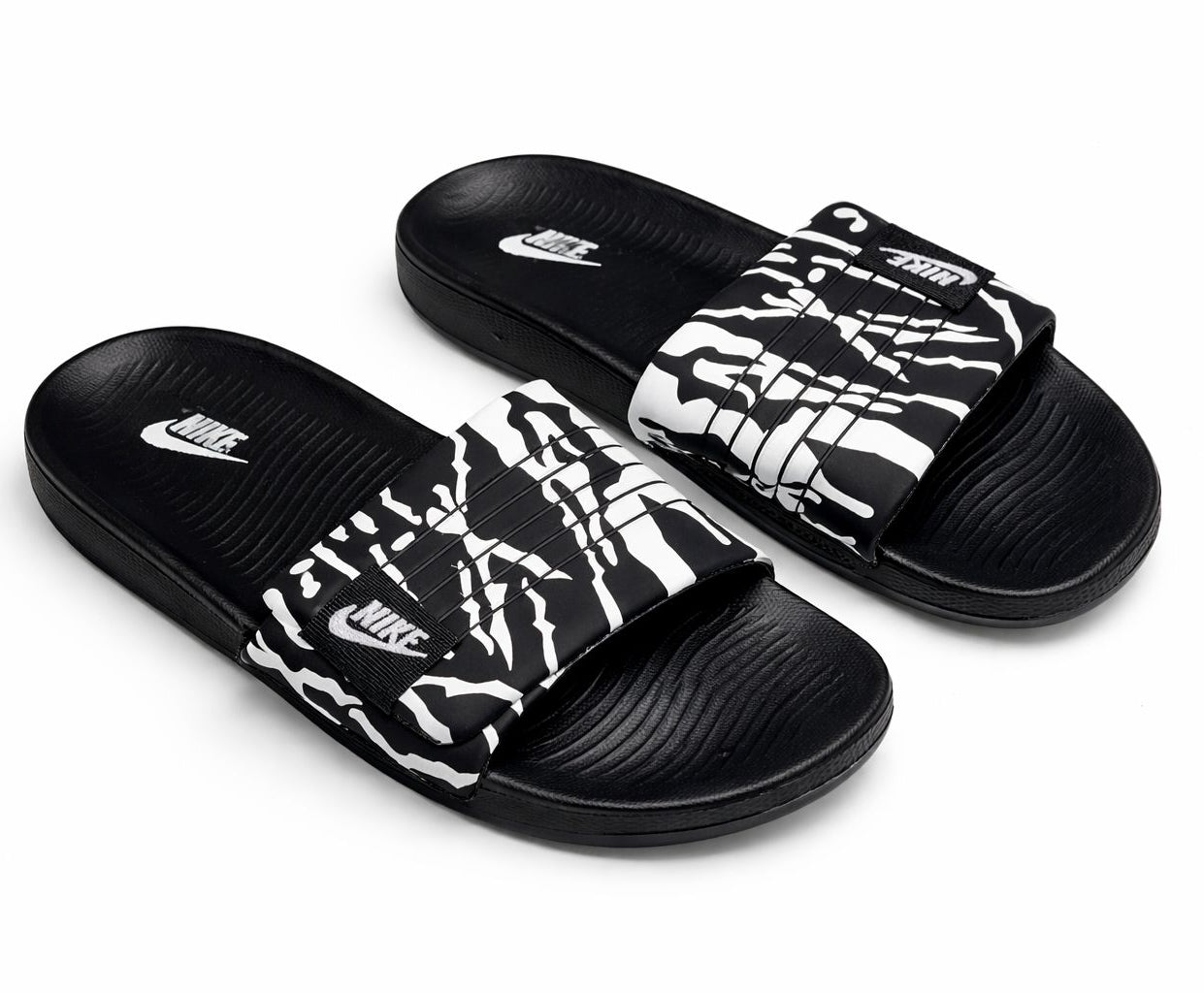 Nike Commando Design Adjustable Strap Slippers | Green with Neon Green Patterns