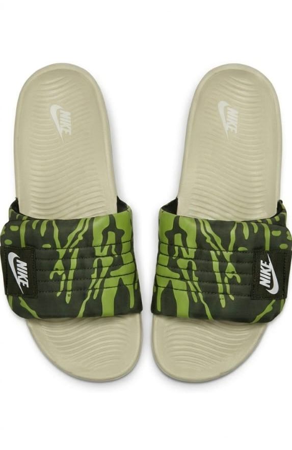 Nike Commando Design Adjustable Strap Slippers | Green with Neon Green Patterns
