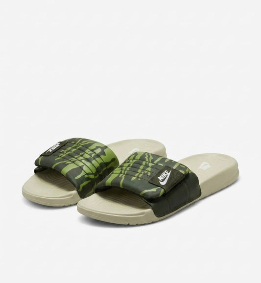 Nike Commando Design Adjustable Strap Slippers | Green with Neon Green Patterns