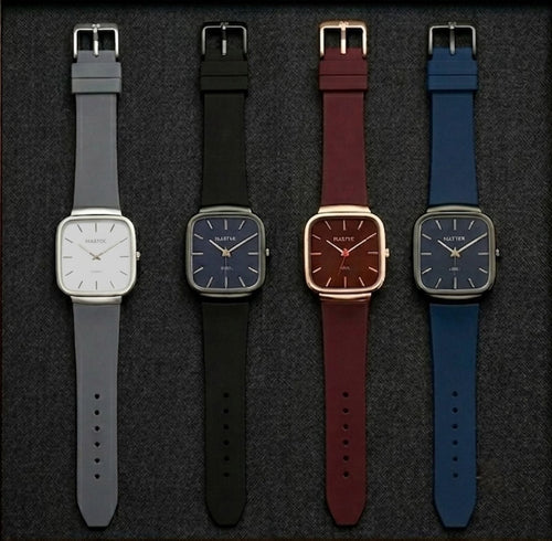Pack of 5 Master Quartz Silicon Strap Watch | Casual & Formal Wear