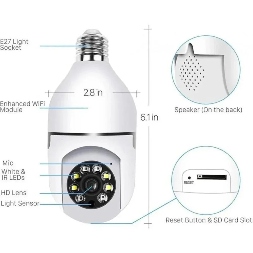 Wireless Bulb Security Camera – Full Color Night Vision & Mobile Monitoring