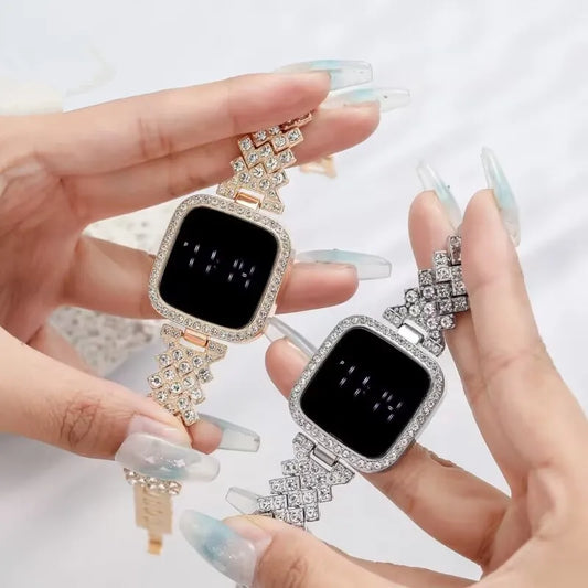 Diamond Touch Screen LED Square Shape Watch (For Women)