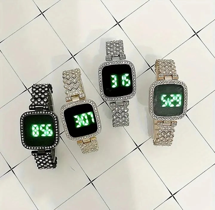Diamond Touch Screen LED Square Shape Watch (For Women)