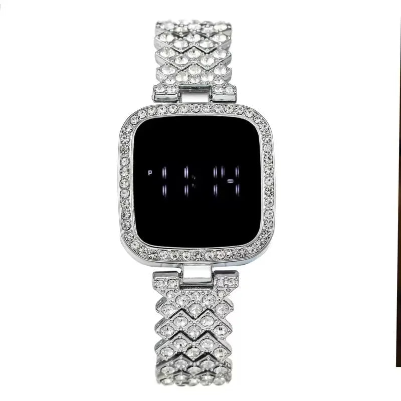 Diamond Touch Screen LED Square Shape Watch (For Women)