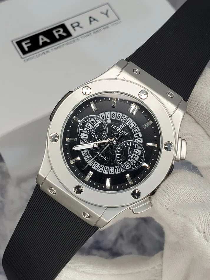 Hublot Luxury Watch for Men – Stylish Black Leather Strap Watch