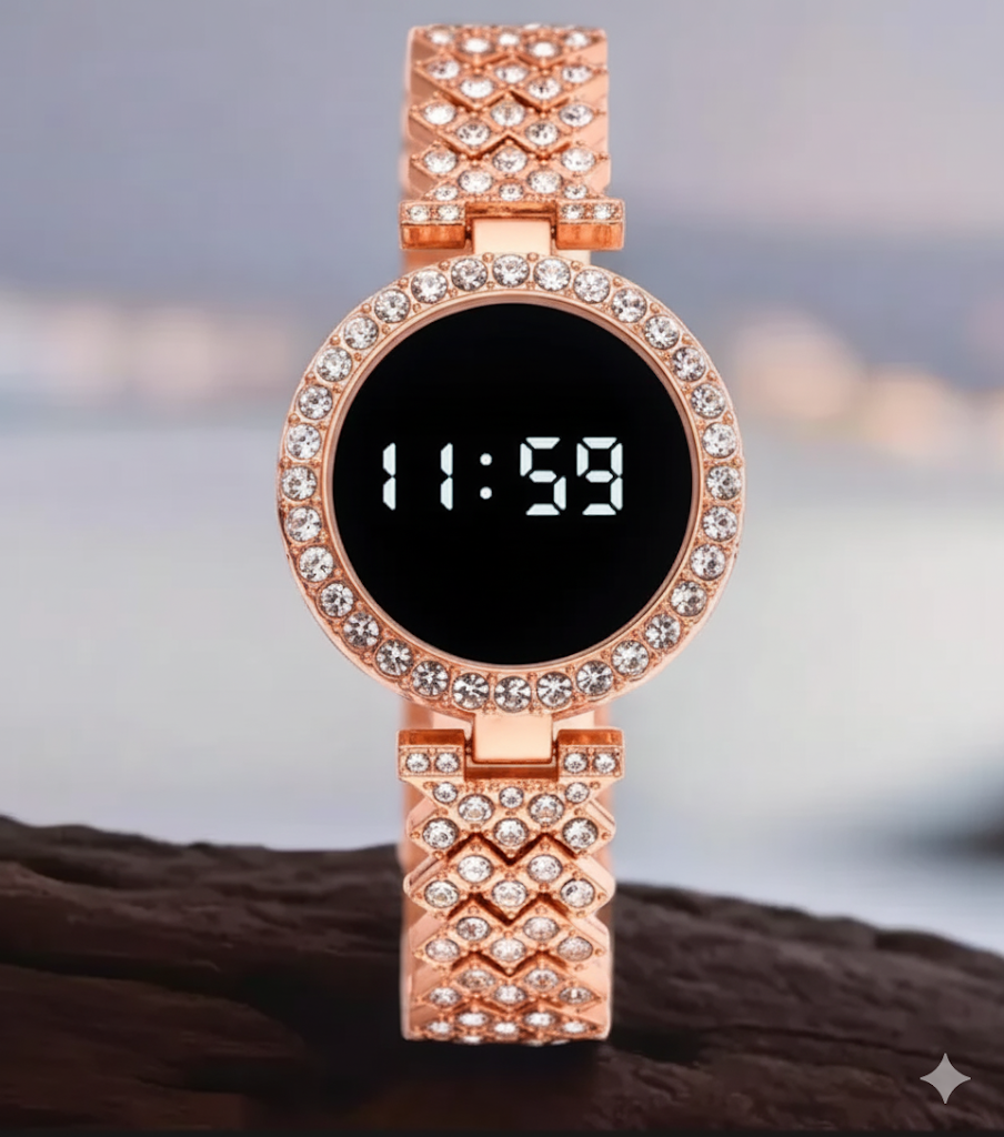 Diamond Touch Screen LED Round Shape Watch (For Women)
